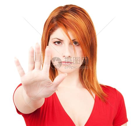 显示停止标志的妇女警告棕榈抑制女孩红色女性白色禁令成人手势高清图片下载-正版图片321371570-摄图网