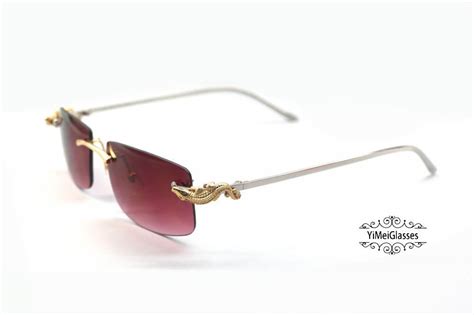 Cartier Crocodile Decor Diamond&Gem Big Lens Rimless Sunglasses ...