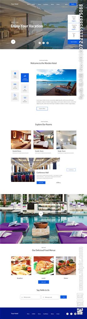 度假酒店网站设计，旅游酒店网站模板-17素材网