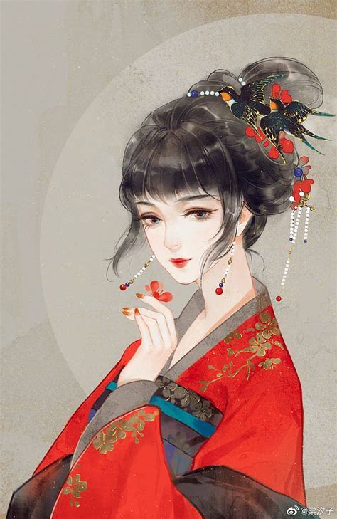 粉装古风女生头像漫画版