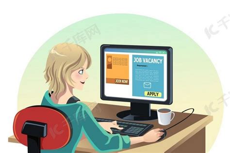 一个女人在网上找工作的矢量图背景图片免费下载_海报banner/高清大图_千库网(图片编号6362156)