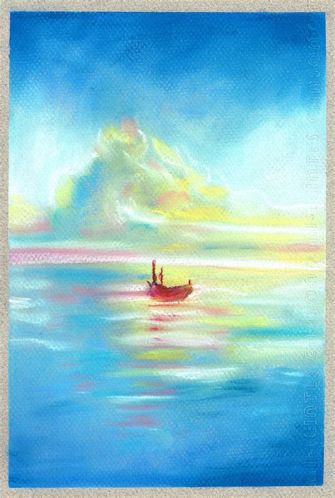 油画：海上日落|纯艺术|绘画|静喏宝贝 - 原创作品 - 站酷 (ZCOOL)