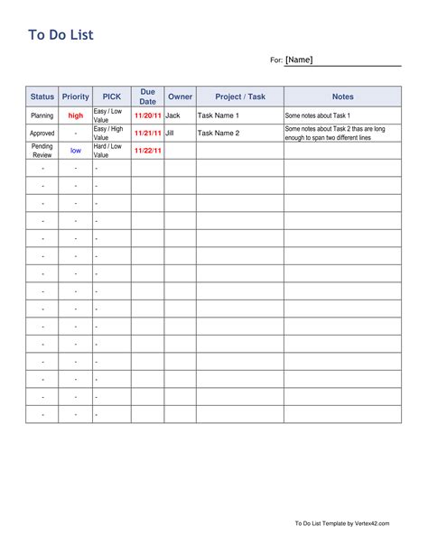 5 List Templates - Excel PDF Formats