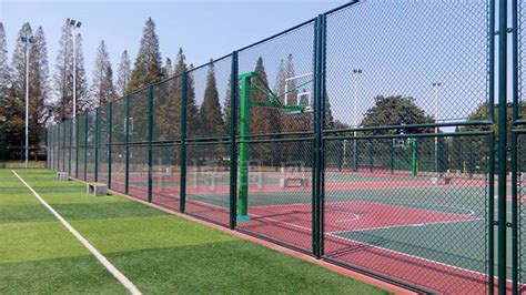 围网-球场围网-篮球场围栏网-体育场护栏-包塑勾花网‪-安平中博