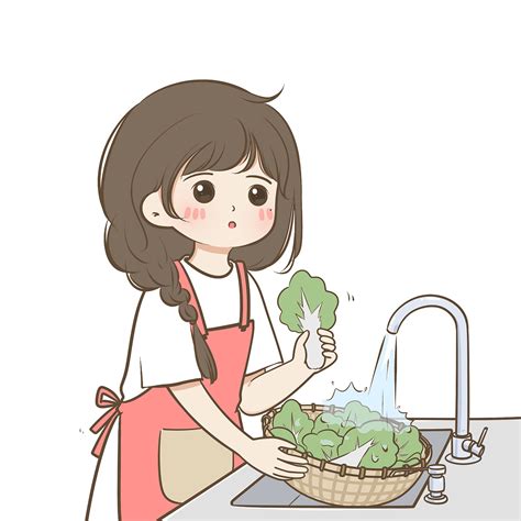 在厨房做饭的女性插画图片下载-正版图片401785716-摄图网