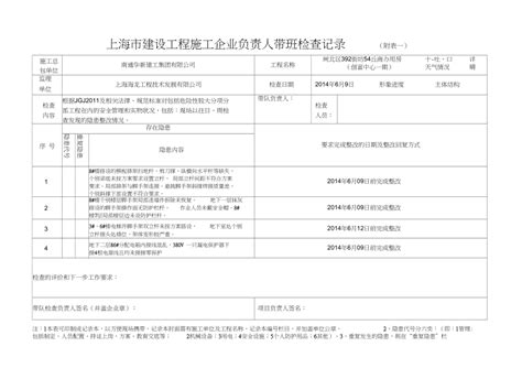 (完整word版)上海市建设工程施工企业负责人带班检查记录