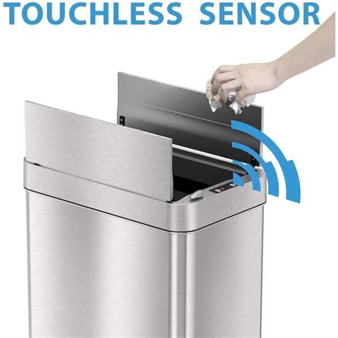 iTouchless 18 Gallon Wings Open Lid Sensor Trash Can with AbsorbX Odor ...