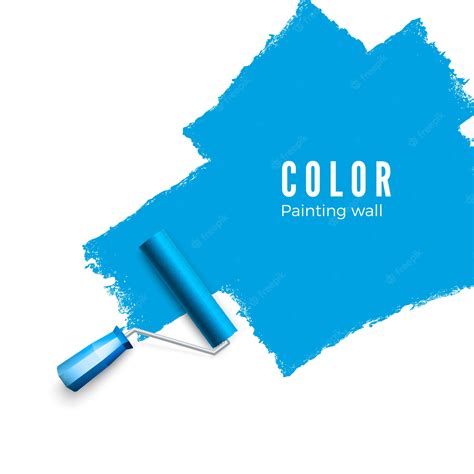 Малярная валиковая кисть. цвет текстуры краски при раскрашивании валиком. покраска стены в синий ...