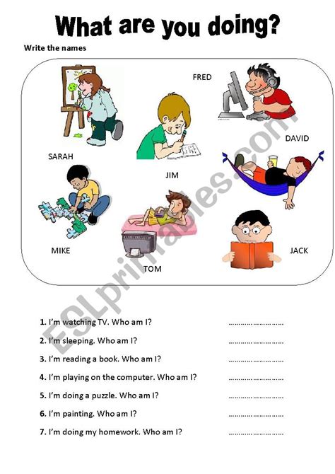 What Am I Doing? - ESL worksheet by trixie1973