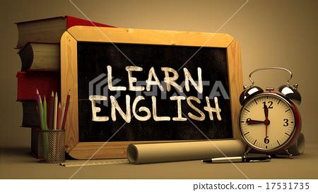 Learn English Concept Hand Drawn on Chalkboard. - Stock Illustration ...