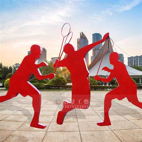 城市运动雕塑 打羽毛球雕塑摆件 户外运动玻璃钢卡通景观雕塑摆件-阿里巴巴