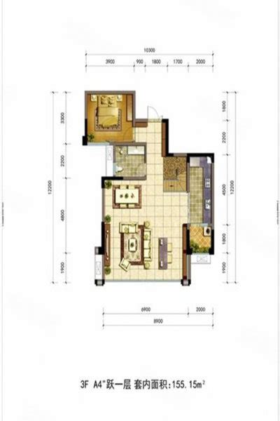 雁江华府3FA4，雁江华府3室2厅2卫1厨约155.15平米户型图，朝南朝向 - 资阳安居客