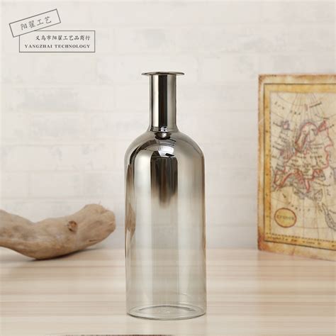 厂家批发渐变电镀透明花瓶新古典装饰玻璃花瓶摆件欧式花瓶花器