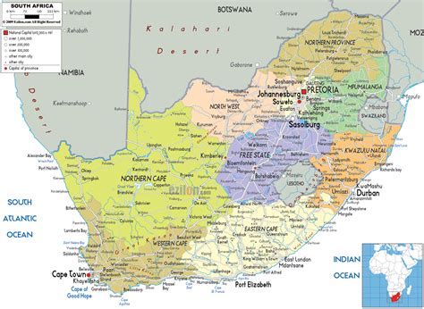 Detailed Political Map of South Africa - Ezilon Maps