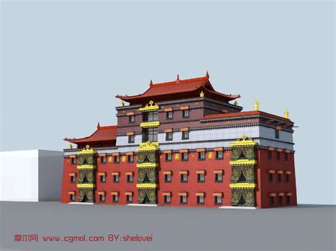 甘孜文化宫,大楼,室外场景max模型_中式建筑模型下载-摩尔网CGMOL