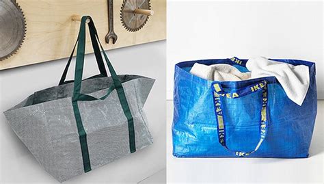 IKEA宜家弗拉塔购物袋子蓝色环保袋搬家编织袋大容量手提折叠手工_虎窝淘