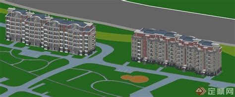 小区两栋住宅建筑设计3DMAX模型