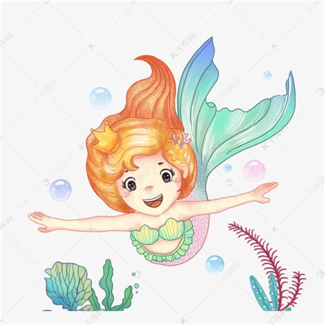 可爱游泳美人鱼公主素材图片免费下载-千库网