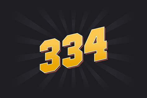 Number 334 vector font alphabet. Yellow 334 number with black ...