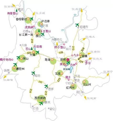 云南省旅游地图（必游景点）_云南旅游地图库_地图窝