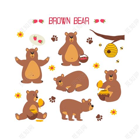 卡通棕色小熊背景素材免费下载 - 觅知网