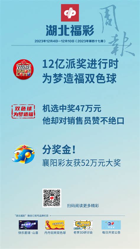 【精彩海报】湖北福彩每周要闻（2023年12月4日－12月10日）|湖北福彩官方网站