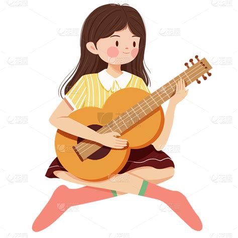 卡通女孩弹吉他站立元素素材下载-正版素材401457968-摄图网