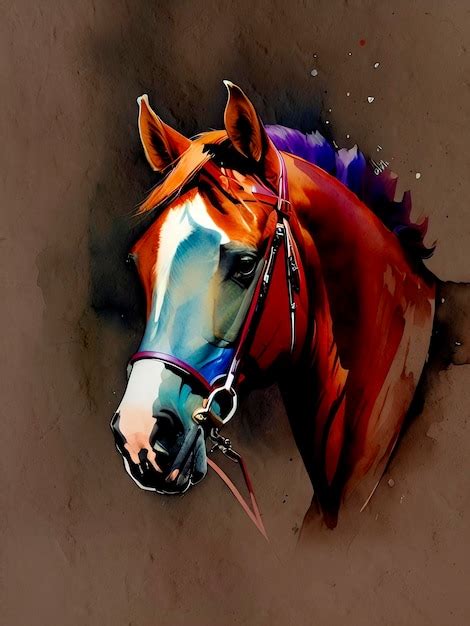 Acuarela caballo pintura acrílico ilustración | Foto Premium