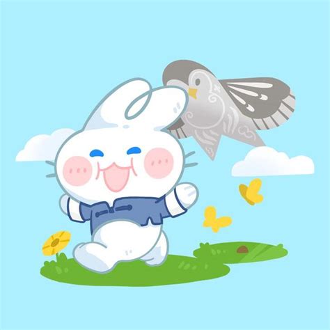春天熊兔子放风筝插画图片-千库网