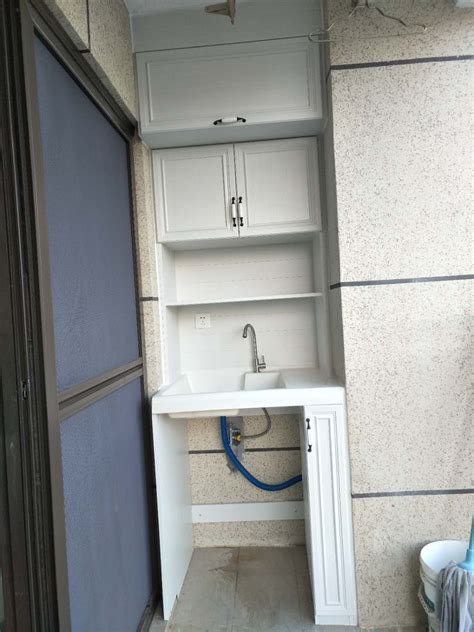 阳台洗衣机柜定制组合太空铝洗衣机柜伴侣洗衣槽一体柜切角盆定制-淘宝网
