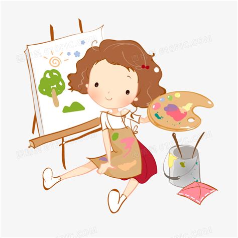 彩色手绘卡通儿童绘画画画美术培训假期班元素PNG素材免费下载 - 觅知网