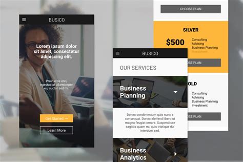 商务顾问H5网页设计模板 Busico Business Consultant Homepage (Mobile Web) – 设计小咖