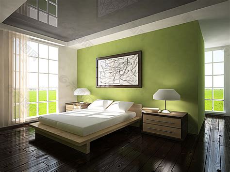 绿色时尚卧室装修设计装饰装修素材免费下载(图片编号:5939977)-六图网
