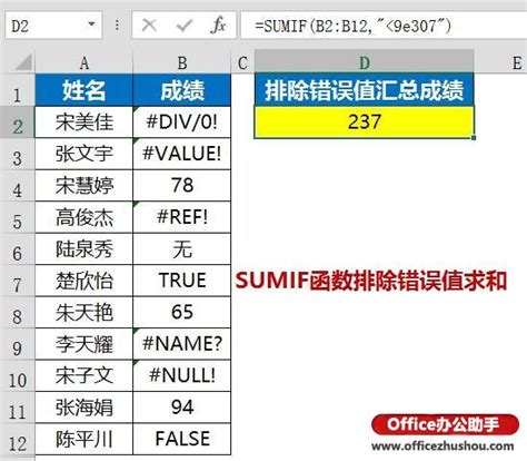 excel sumifs函数多条件求和 使用SUMIF函数实现排除错误值求和的方法-站长资讯网