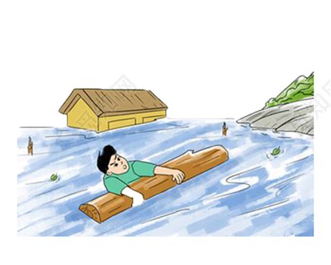 洪灾洪水上漂流喊救命的人与猫插画图片下载-正版图片401772431-摄图网