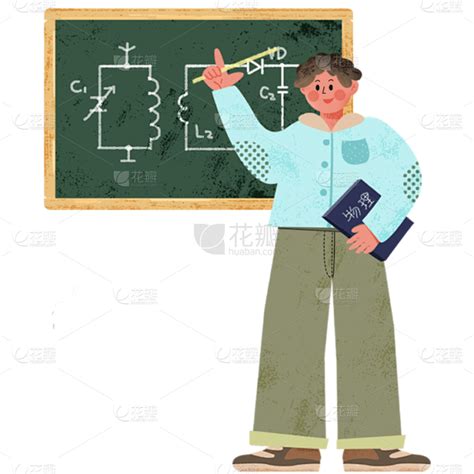 手绘-教师授课贴纸-物理老师