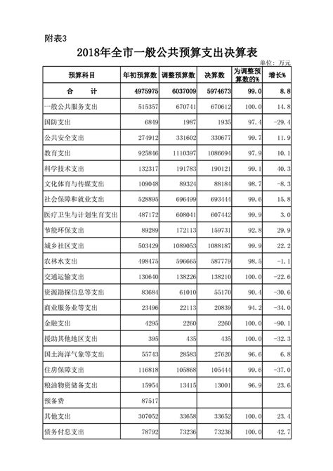 2020年洛阳市财政决算报告附表