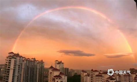 山西阳泉双彩虹晚霞齐现天空-广西高清图片-中国天气网