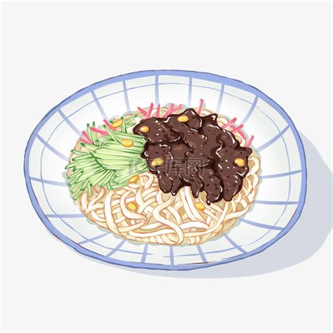 手绘炸酱面图片