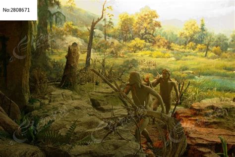 原始人类狩猎场景,文物考古,文化艺术,摄影素材,汇图网www.huitu.com