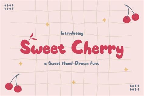 Sweet Cherry粗体手绘圆润手写英文字体|甜美可爱风格字母 – 看飞碟