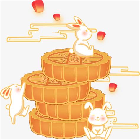 兔子送月饼漫画/中秋兔子月饼 - 模板 - Canva可画