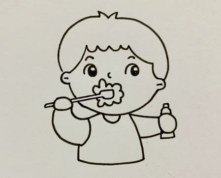 儿童刷牙简笔画步骤图解 - 有点网 - 好手艺