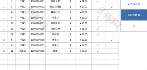 干洗店服务收入明细表Excel模板_千库网(excelID：182499)