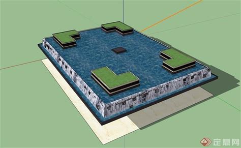 详细的经典水池景观设计su模型
