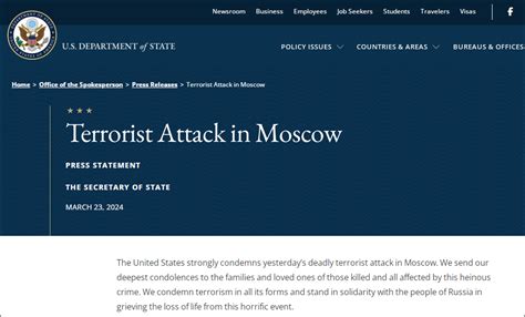 布林肯：莫斯科恐袭事件是令人发指的罪行，美国强烈谴责并与俄罗斯人民站在一起|俄罗斯|布林肯|恐怖袭击_新浪新闻