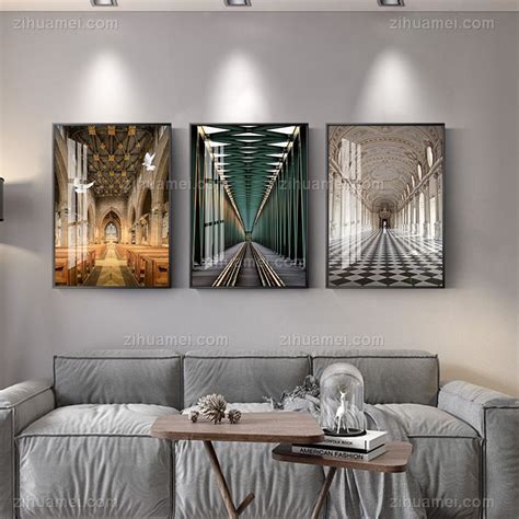 欧式走廊高档轻奢晶瓷画装饰画铝合金框现代简约客厅样板房 ...