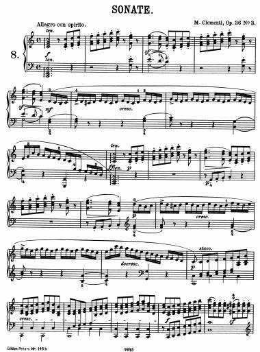 克莱门蒂C大调小奏鸣曲钢琴谱 带指法 op.36 no.3 - 雅筑清新乐谱