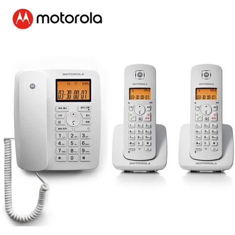 摩托罗拉(Motorola)数字无绳电话机 无线座机 子母机一拖二 办公家用 免提 来电显示 低辐射C4202LC 白色_摩托罗拉（Motorola）