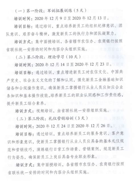 2020年河南省农村信用社新招录员工培训方案_河南银行招聘网 ...